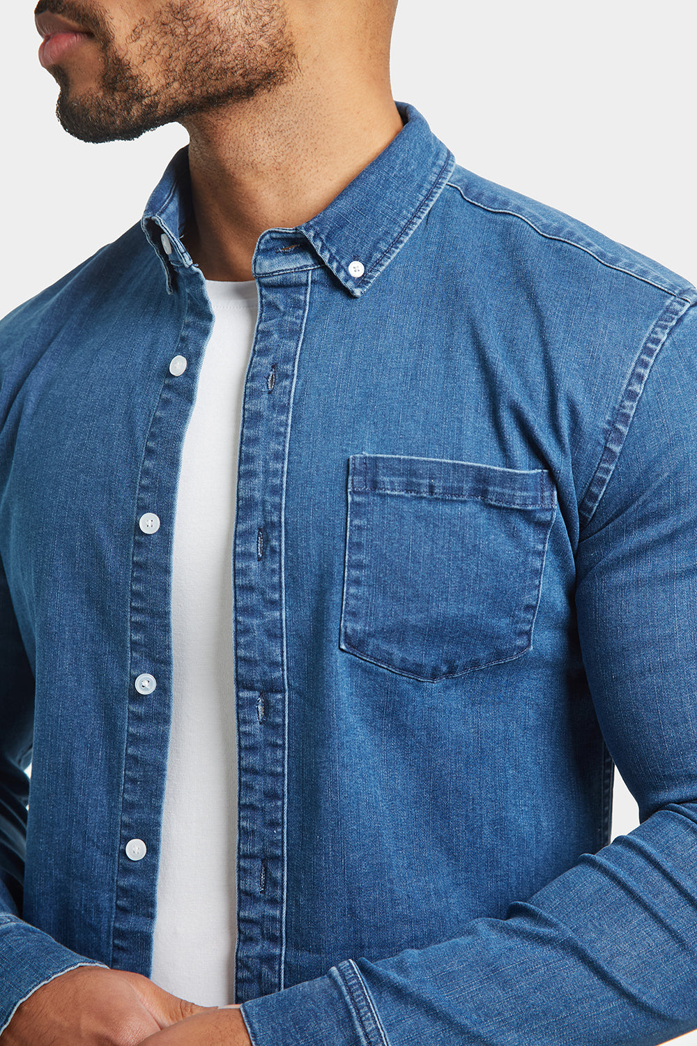 Buy Women Light Blue Solid Three-Quarter Sleeves Shirts | Kraus Jeans